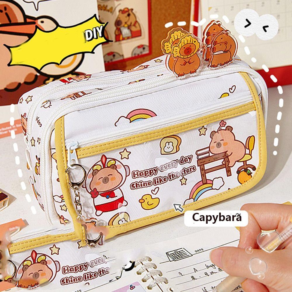 

Storage Box Capybara Pencil Bag Multi-storey Cartoon Pen Bag Capybara Pen Pouch School Supplies Pen Bag