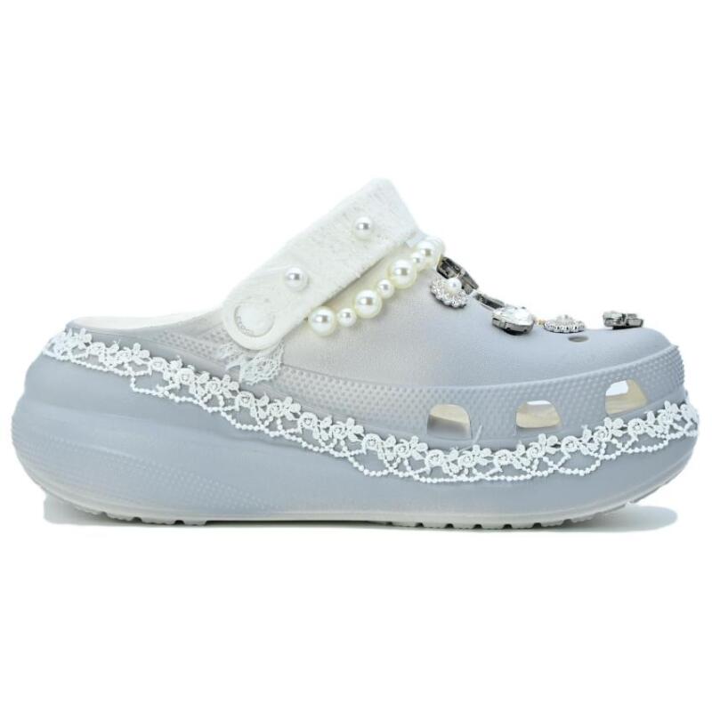 Crocs Crush Clog Silber Barock Exquisite Ästhetik Lochschuhe Gleich für Männer und Frauen Premium Grau