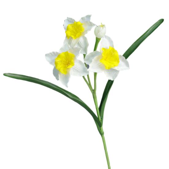 Artificial Daffodil Flowers 18 Inch Spring Faux Silk Narcissus Flower Arrangement Fake Daffodils Bouquet for Home Wedding Decor