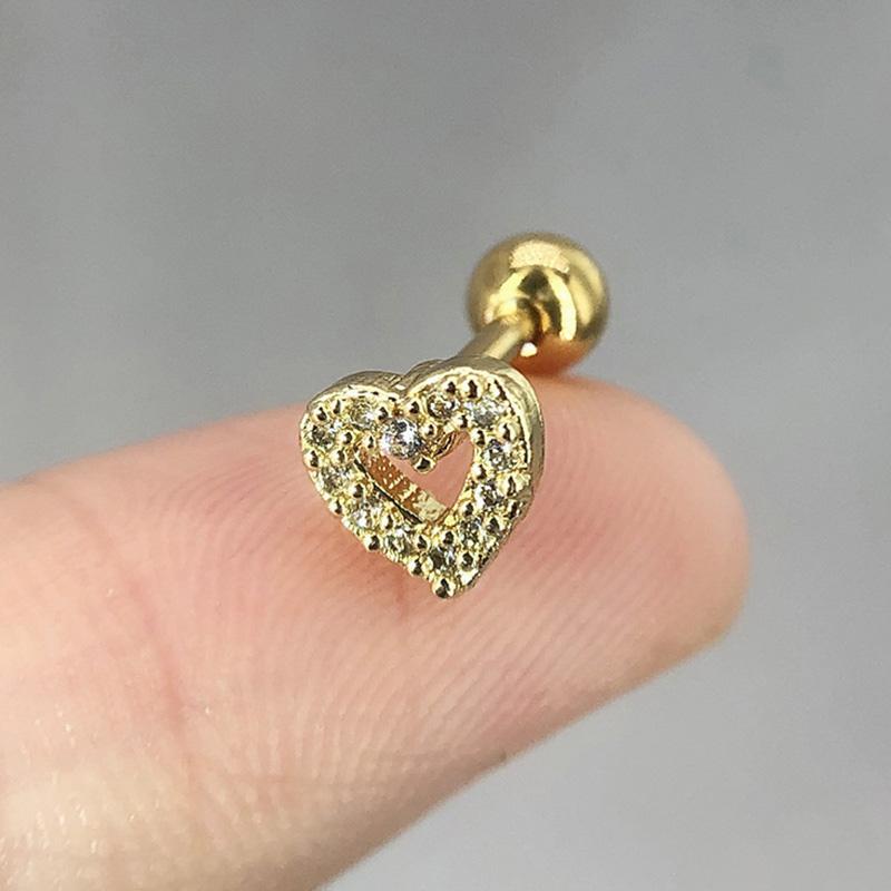 Heart Earrings for Women Dainty Helix Piercing Trend 2024 Silver Color Zircon Tragus Daith Lobe Cartilage Ear Studs Body Jewelry
