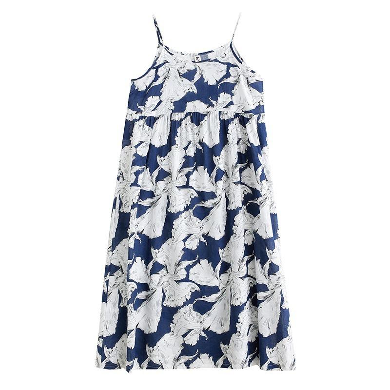 Cotton and linen literary and retro loose Mori girl sweet tube top sleeveless A word suspender dress woman