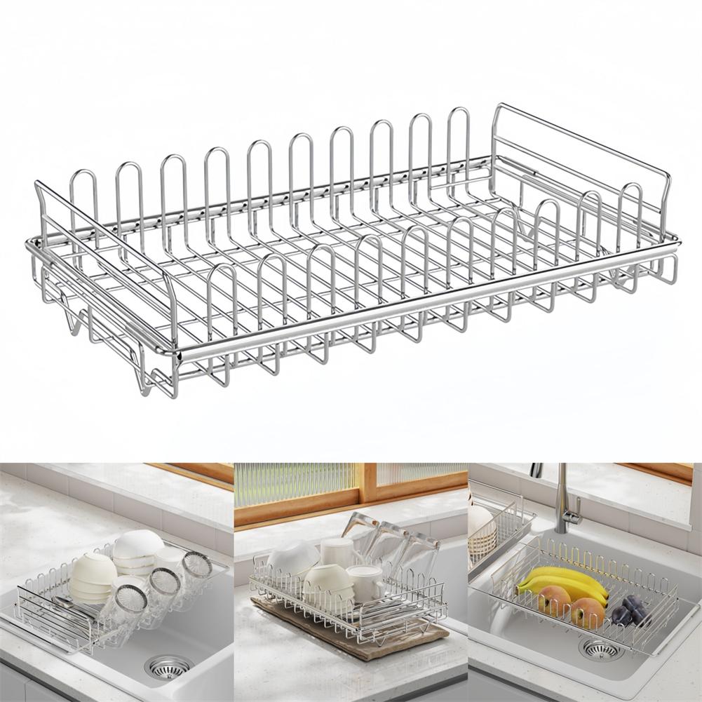 1PC Sink Drying Rack 37x21.5x8cm With Rack For Storage Plates, Bowls, And Kitchen Essentials Stainless Steel Dish Drying Bracket
