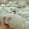 Class A super soft double yarn four-piece set printing fashion kapok small floral student dormitory bed three-piece set