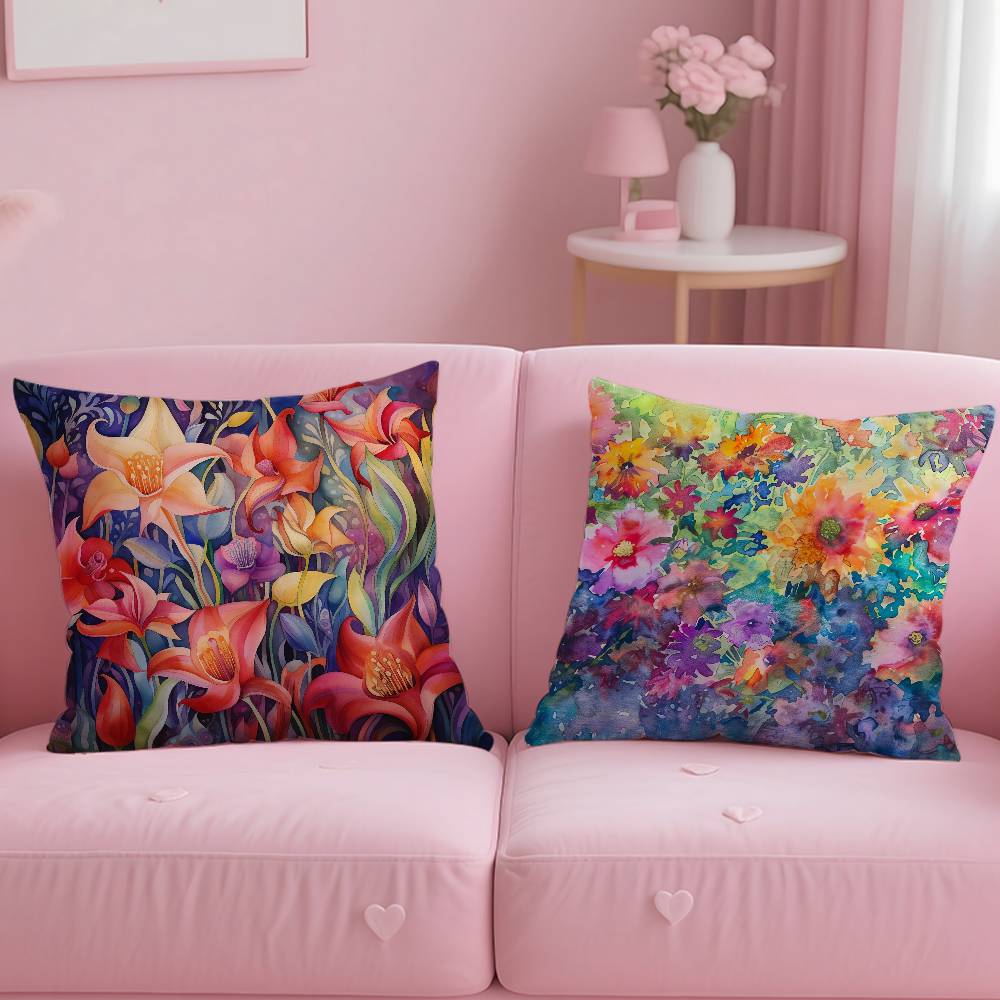 Stunning Colorful Floral Pillow Case Pattern Printing Pillowcase Living Room Sofa Cushion Cover Bedroom Room Decor