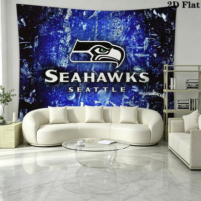 Seattle Seahawks Logo Wall Tapestry Aesthetic Wall Hanging Printed Fabric Blanket Decorative Tapestries for Bedroom Living Room Home Decor
