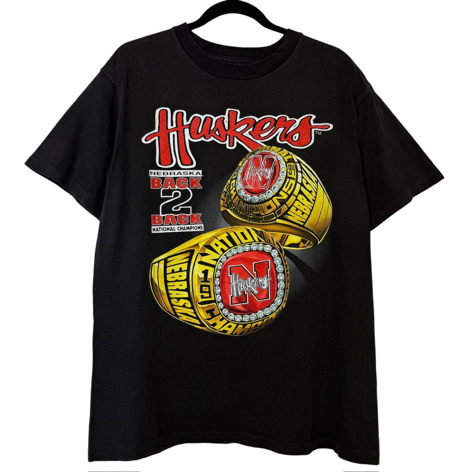 90 s Nebraska Cornhuskers Rings T shirt Sz L (B2158) 4XL
