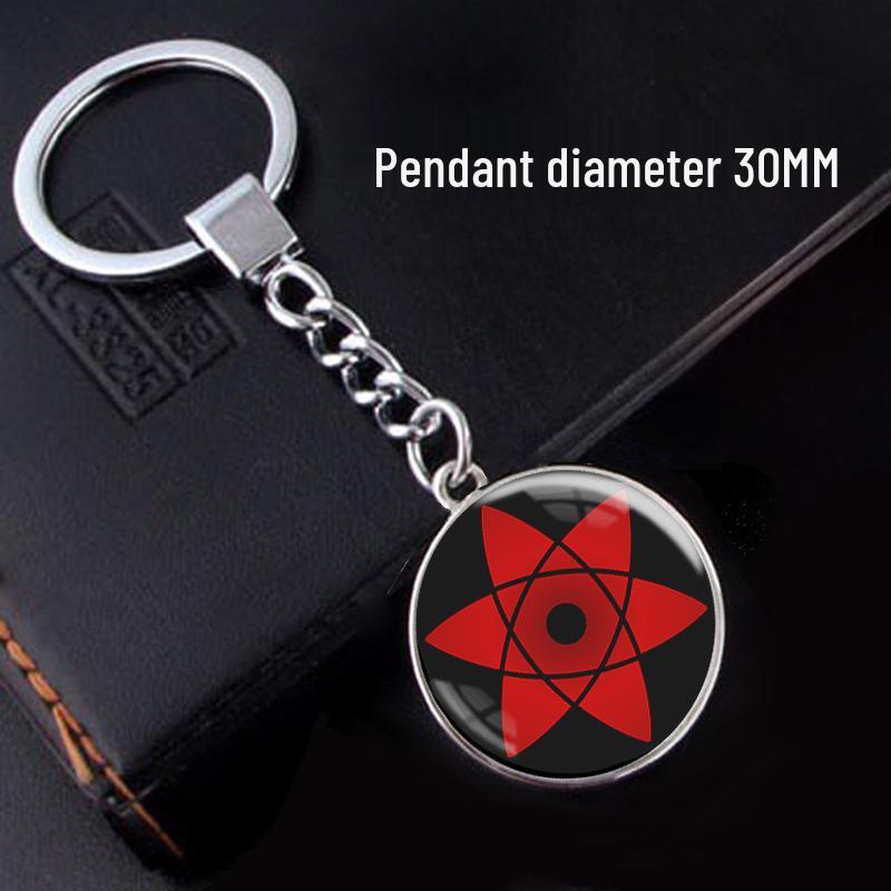 Naruto Sharingan Time Gem Silver Keychain Ornament