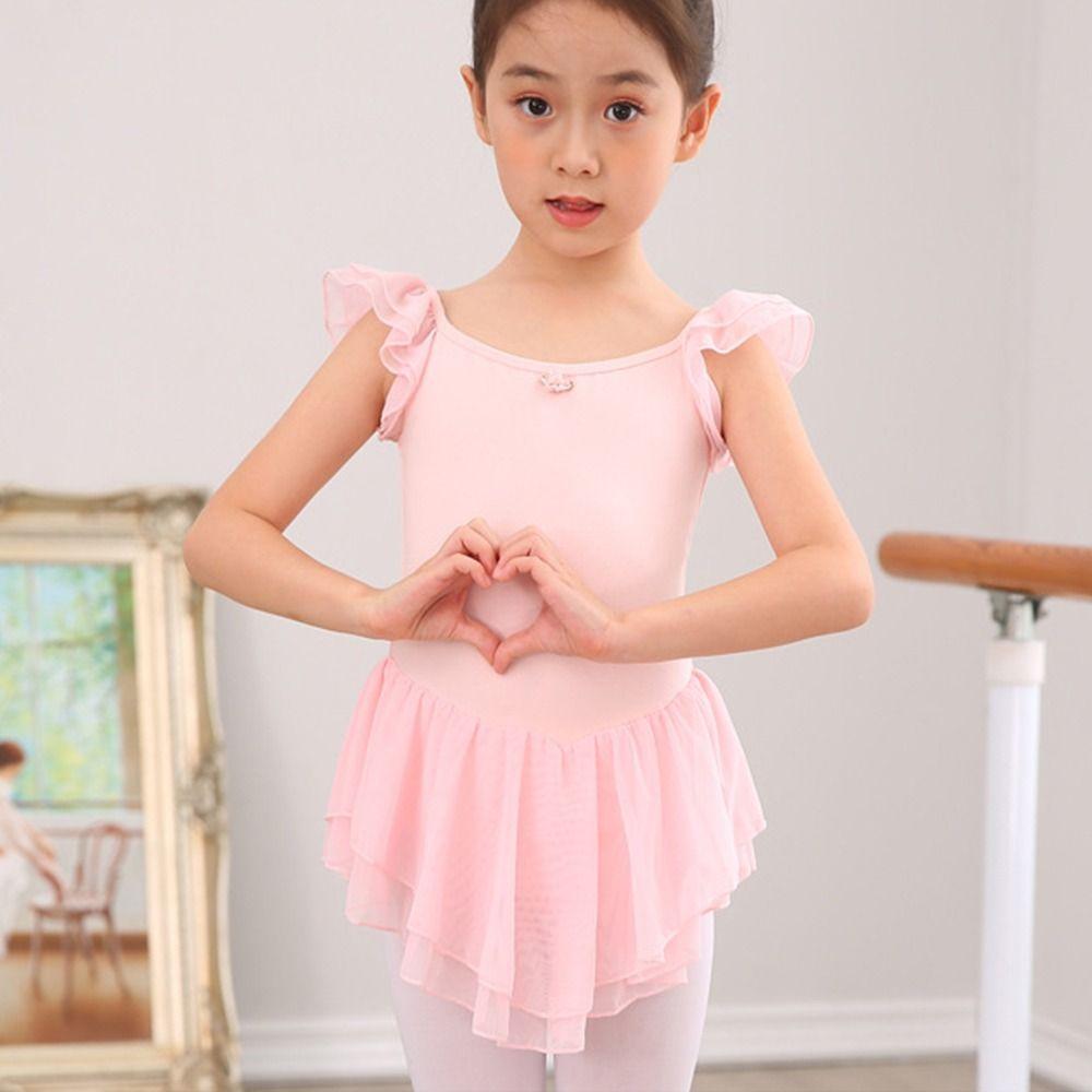 Short Sleeve Gymnastics Leotards Cotton Ballet Bodysuits Fashion Dancewear Kids Girls