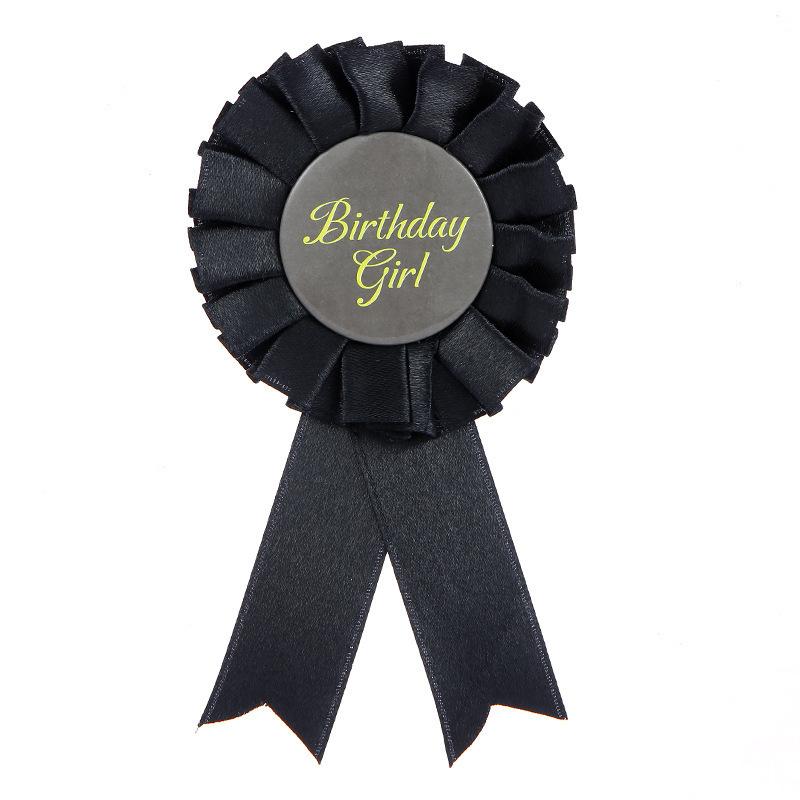 6pcs/lot Birthday Party Girl Boy Satin Cloth Birthday Girl Boy Tinplate Badge