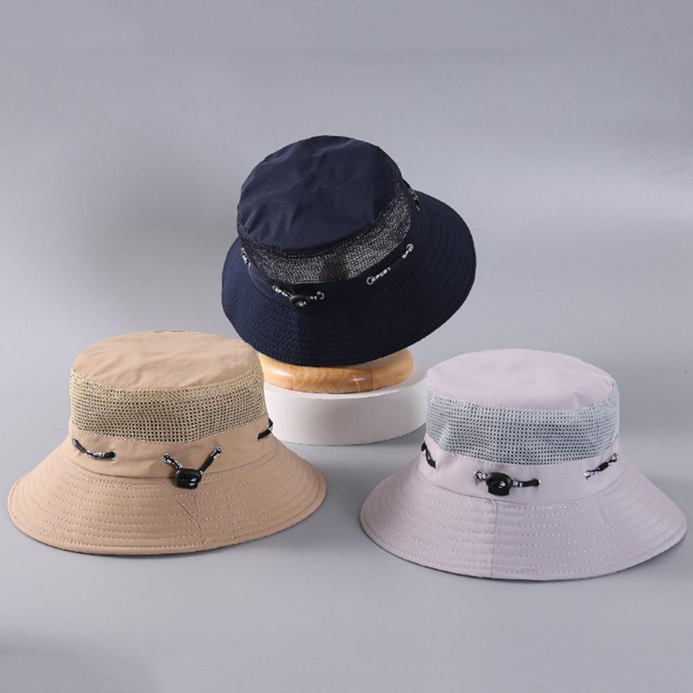 Summer Men Breathable Sun Hat Outdoor Traveling Fishing Hiking Hat Sunscreen Fisherman Bucket Hats Wide Brim Male Cap UV Protect