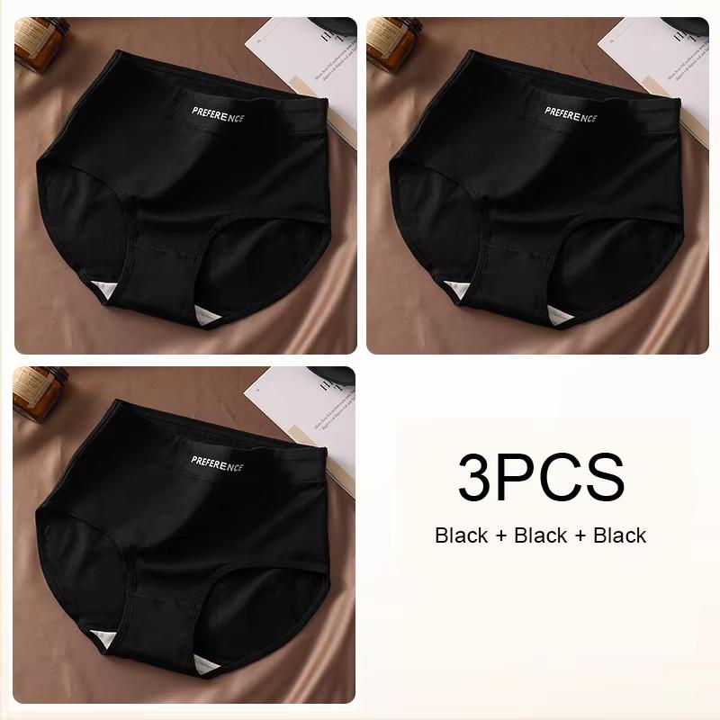 3PCS Women High Waist Briefs Pure Cotton Breathable Underwear, Plus Size Soft Ladies Triangular Panties Lingerie