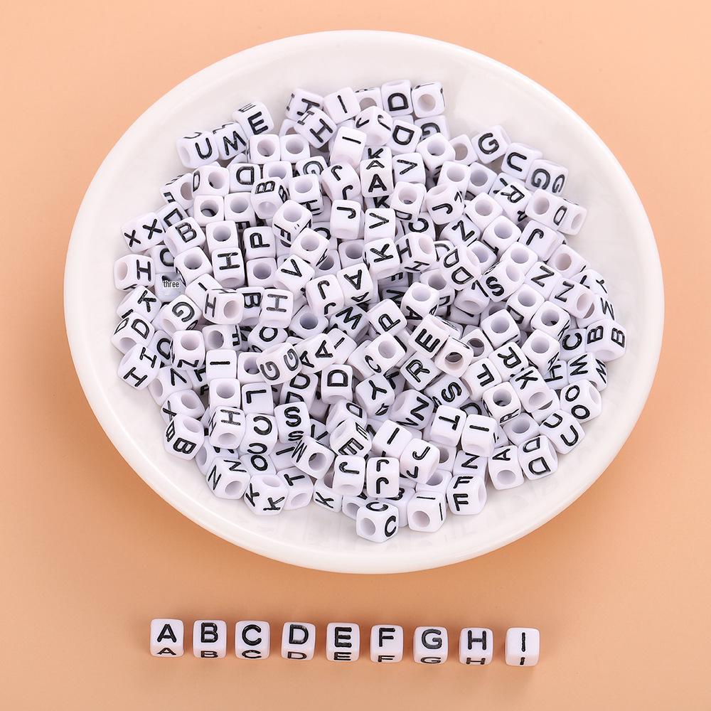 Square Acrylic A-Z English Letter Beads (6mm/7mm/8mm/10mm) for Jewelry Making