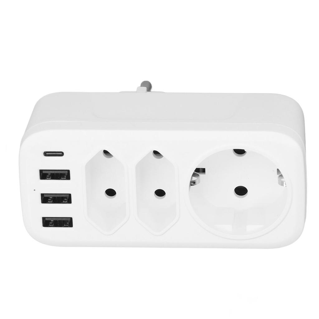 7 in 1 Mehrfachsteckdose 3-fach Adapter 3 USB-Schnittstellen 1 Typ-C-Schnittstelle EU DE Konversion