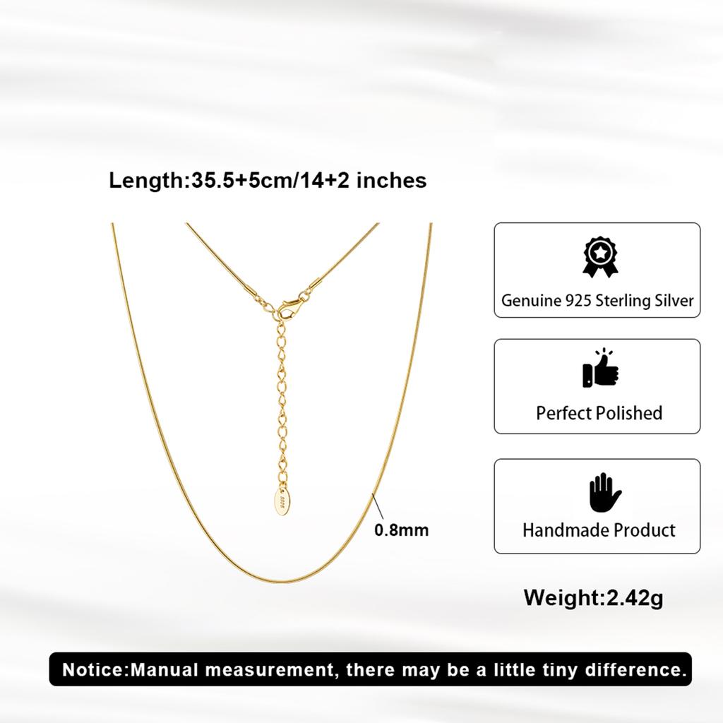 Effie Queen Elegant 925 Sterling Silver Choker Round Snake Chain Necklace Minimalism Series Fashion Accessory For Neck Gift SC86