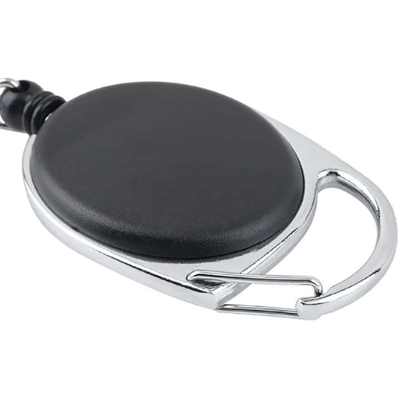 

GLUN Oval Round Reel ID Card Holder, ID Badge Reel Clip On Card Holders (2 Units, Black) 2 чорний