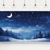 Christmas Starry Sky Moon Pine Forest Backdrop Xmas Decoration Background Winter Backdrop Decorations For Photo Studio Photo Booth Christams Party