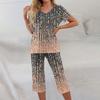 2 Piece Sets For Women Short Sleeve Top And Pants With Pockets Workout Soft Floral Print Sets