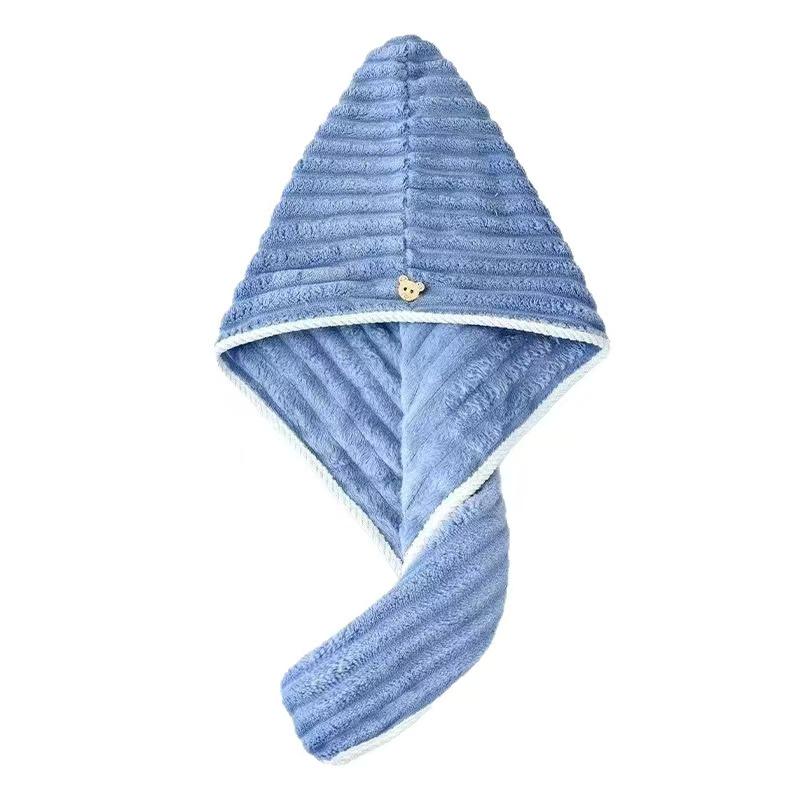 Cappello Asciugacapelli in Pile di Corallo ad Asciugatura Rapida - Cuffia da Doccia Super Assorbente a Strisce Colorate