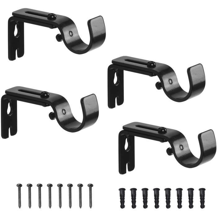 Support Mural Réglable - Acier Inoxydable - 4Pcs - Noir - Fixations Incluses - Résistant à la Corrosion