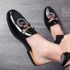 Spring/Summer Men's Patent Leather Mules - Trendy, Breathable, Casual with Fashion Embroidery.