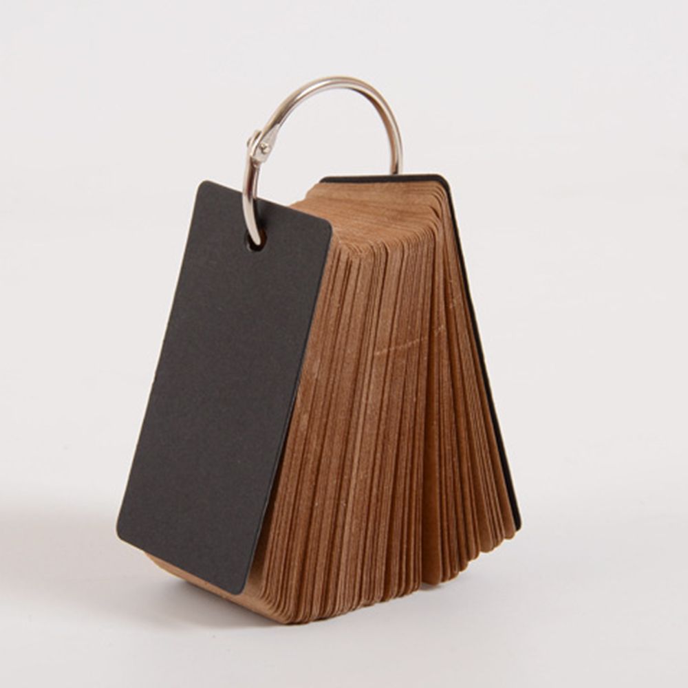 

100 Pages White/Brown Blank Kraft Paper Stationery Metal Binder Ring Study Cards Memo Flash Cards коричневий