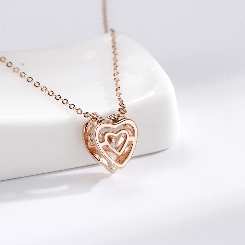 Heart'S Desire Love Necklace Women'S Niche Exquisite Temperament Versatile Pink Diamond Smart Pendant Necklace Women Quality