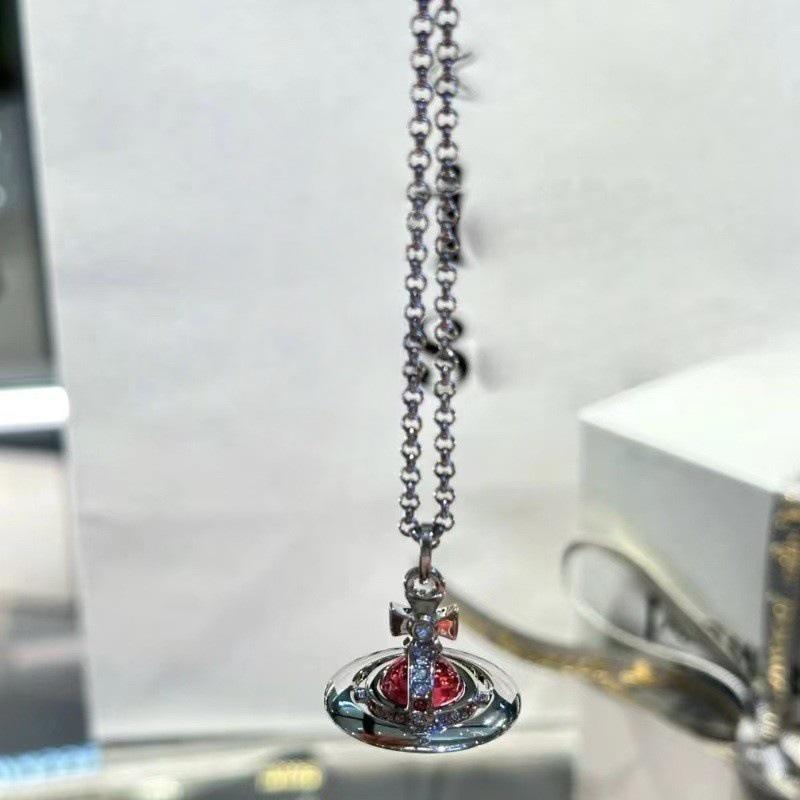 Westwood Saturn Choker Necklace: High Version, Medium Size, Women's 10MM Beads, Logo Clasp.