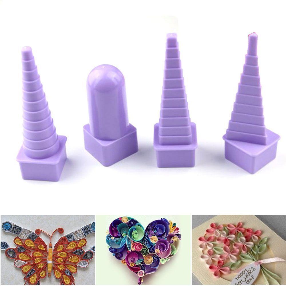 4pcs/set Quilling Purple Bobbin Paper Craft Quilled Art Tool Tower