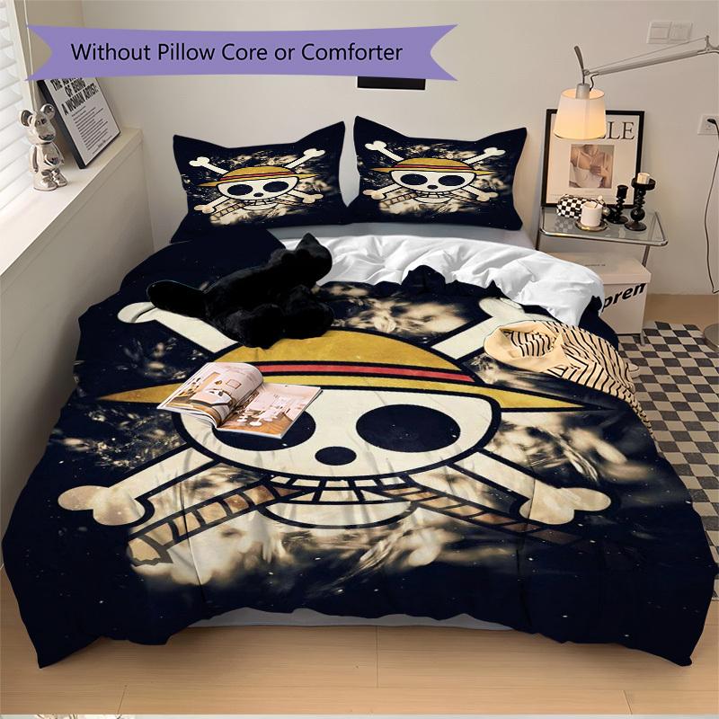 One Piece Skull Logo Bedding Set - 3 Piece Comforter Cover Gift for Bedroom,Includes No InsertB154