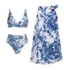 1011 European and American Bikini New Blue Flower Vacation Split Swimsuit Set Female Explosion 19111 No