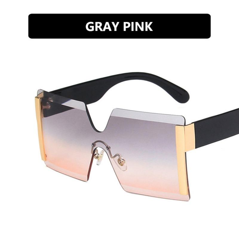 

European American Conjoined Frameless UV400 Protection Sunglasses Woman Versatile Stylish Big Frame Personalized Resin Sun Glasses gafas