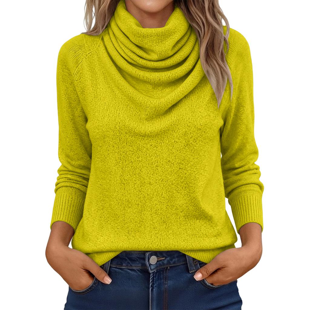 Maglione Casual da Donna a Collo Alto con Maniche Lunghe e Colore