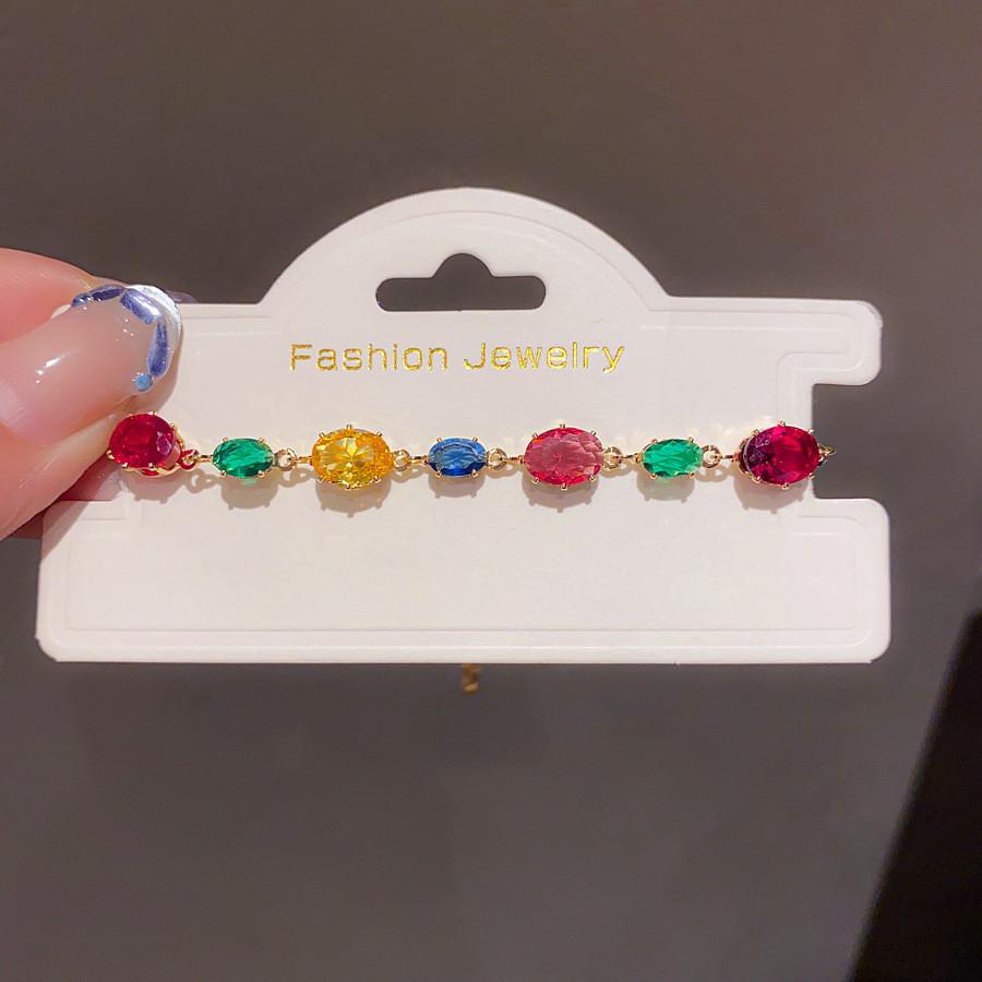 Geometric Oval Zircon Heart Charm Bracelet For Women Elegant Jewelry Gift For Her