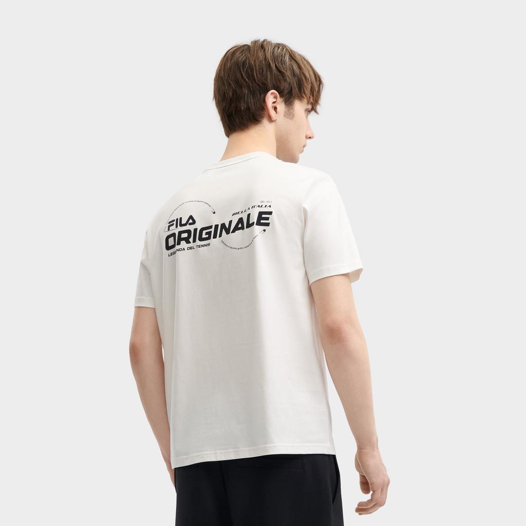 Fila Original Series Letter Logo Printed Fashion Casual Comfortable Knit Short Sleeve T-Shirt Men T-Shirts Cloud-Mushroom-White F11M429116FWT