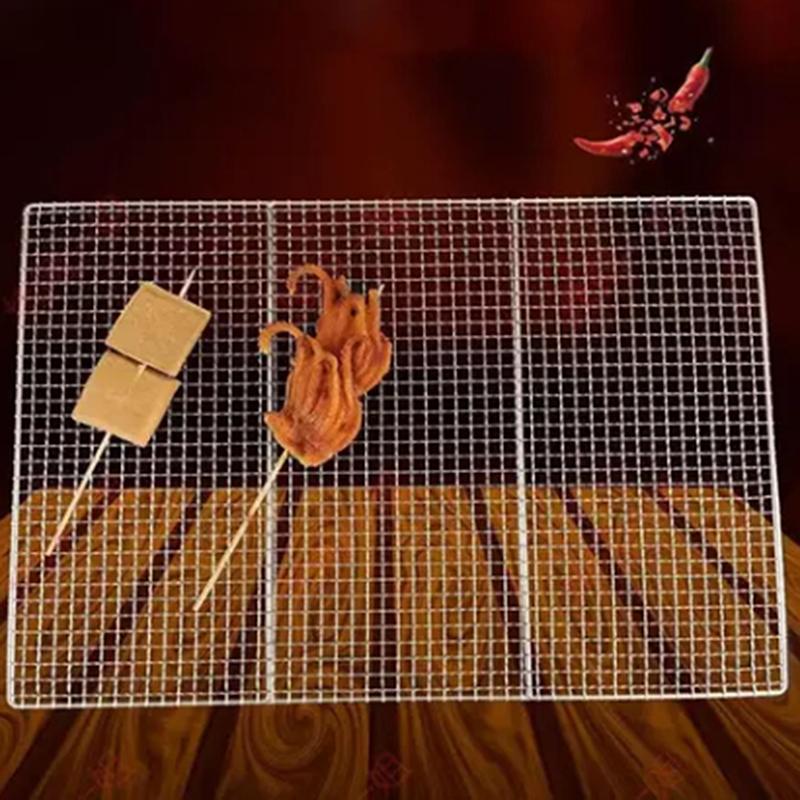304 Stainless Steel Rectangle Square Bbq Net Mesh Grill Nonstick Baking Mat Outdoor Camping Barbecue Grilling Part Grates