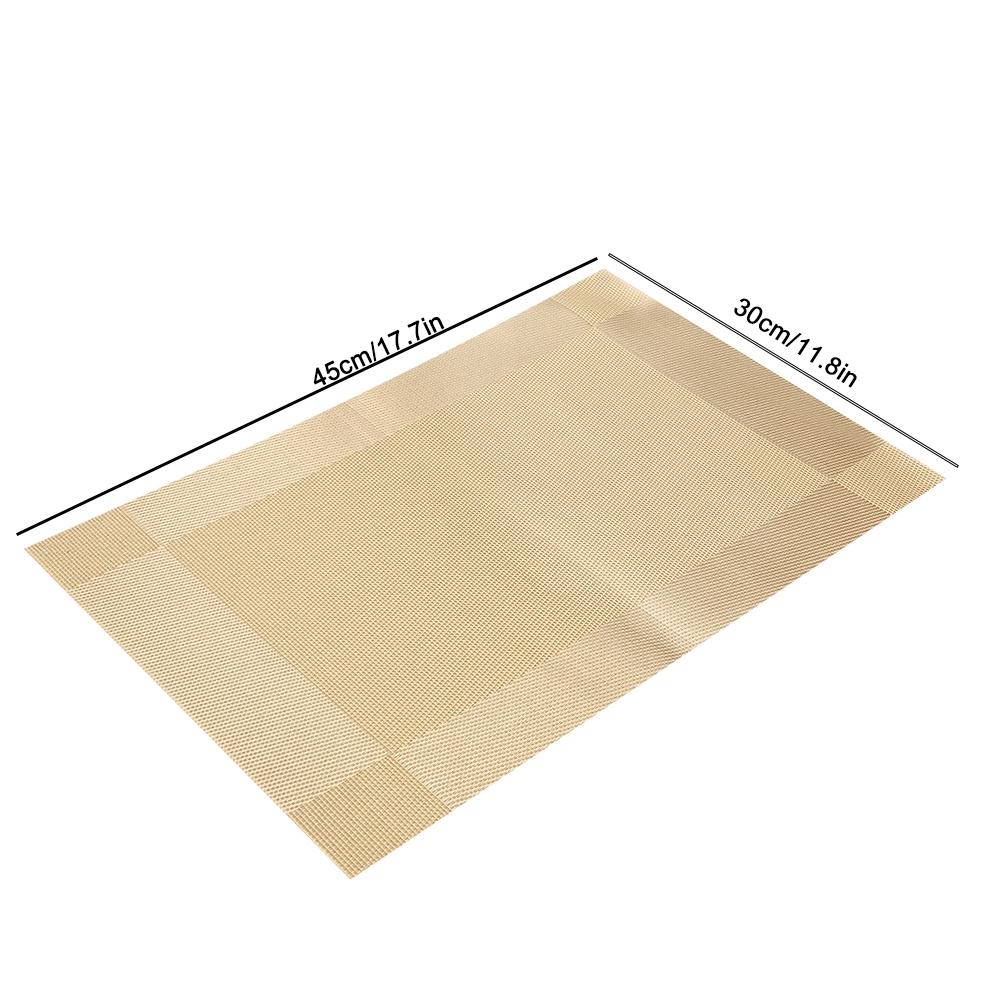 4 Pcs Placemat Fashion PVC Dining Table Mat Plate Pads Coasters Table Cloth Pad(Gold)