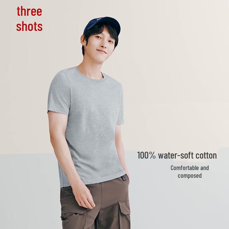 Sankiang Men's Pure Cotton Round Neck Short Sleeve T-Shirt