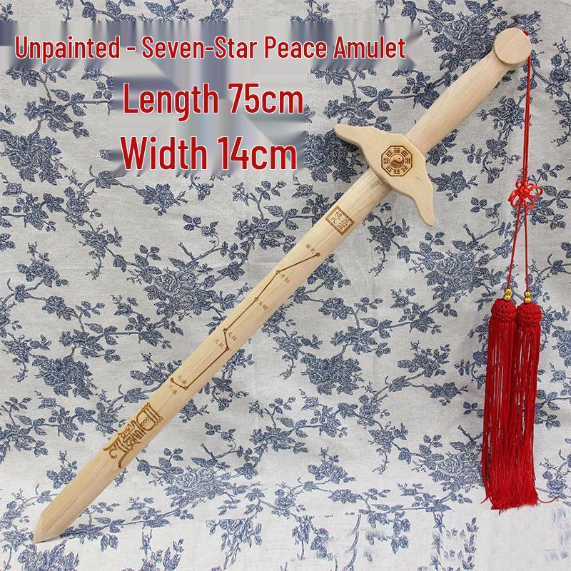Taoist Big Dipper Peach Wood Sword Pendant for Kids - Handcrafted Living Room Ornament