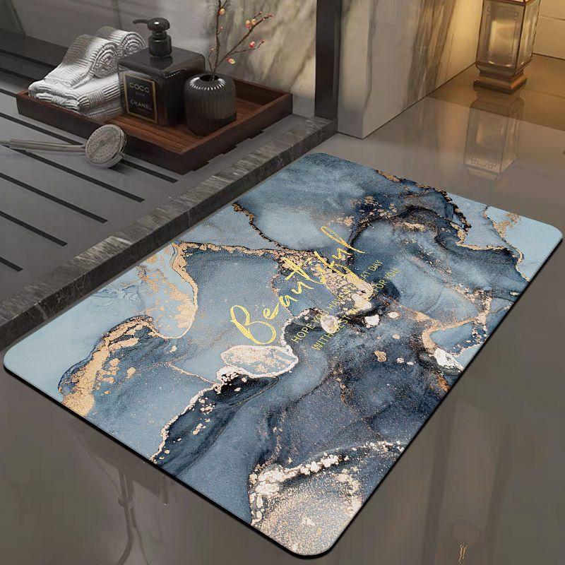 1pc Modern Marble Printed Diatom Mud Carpet Absorbent Quick-drying Bathtub Mat Doorway Decorative Entrance Bathroom Accessories
