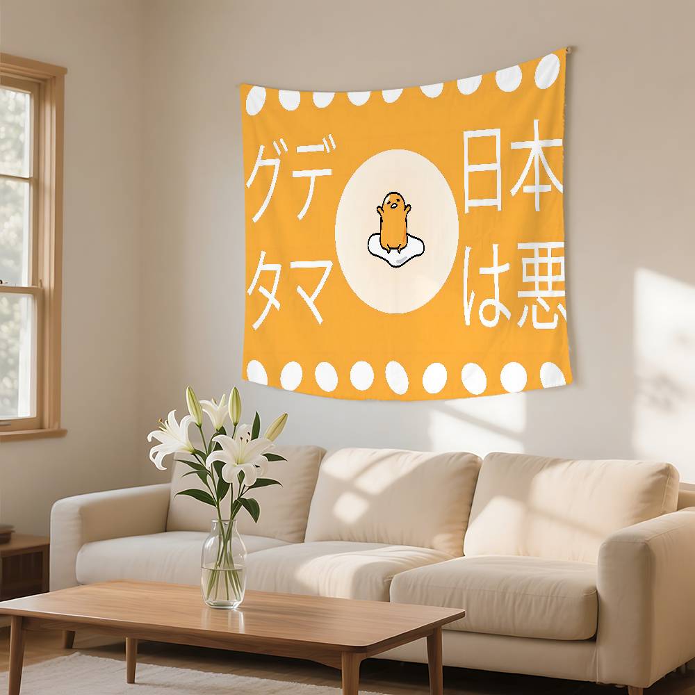 GGudetama LLazy Egg Tapestry Wall Hanging Tapestry Art Deco Blanket Curtain Hanging At Home Bedroom Living Room Decor