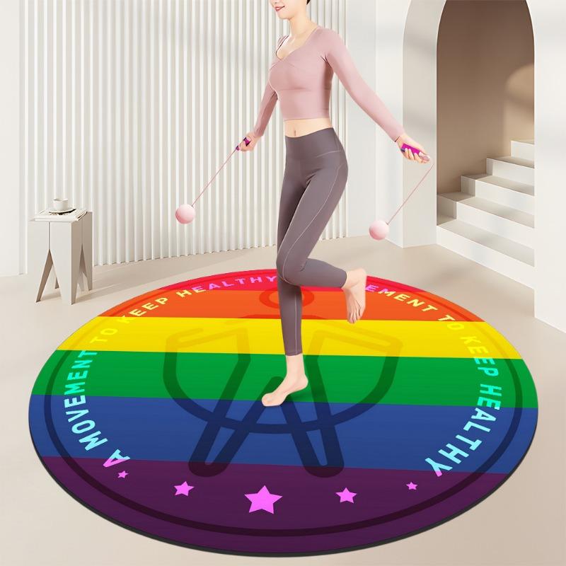 Fitness Round Mats Pink Yellow Black Colors Movement Design Non Slip Exercise Carpets for Home Workout
