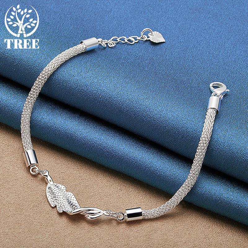 925 Sterling Silber Netzschlangen-Herz-Kettenarmband-Schmuck