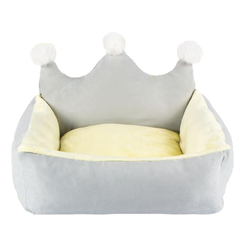 Cute Crown Pet Princess Beds for Small Dogs Winter Warm Puppy Cat Sofa Bed Shih Tzu Yorkies Kennels Removable Mascotas Supplies