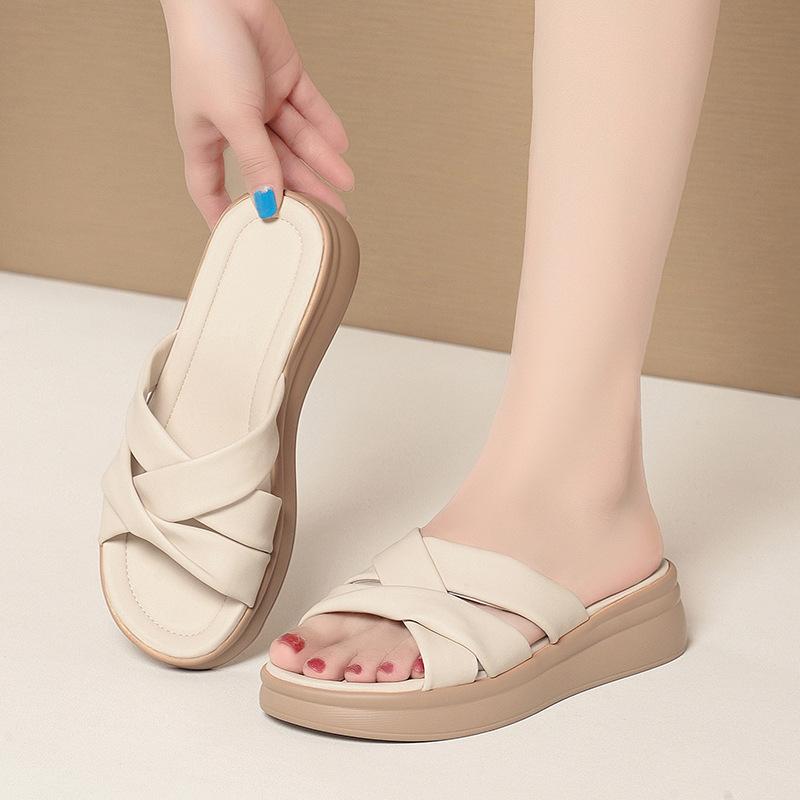 Women's New Summer Outdoor Waterproof Platform Shoes For Women Middle-Aged Women's Skirt With Flip Flops Comfortable Fashion