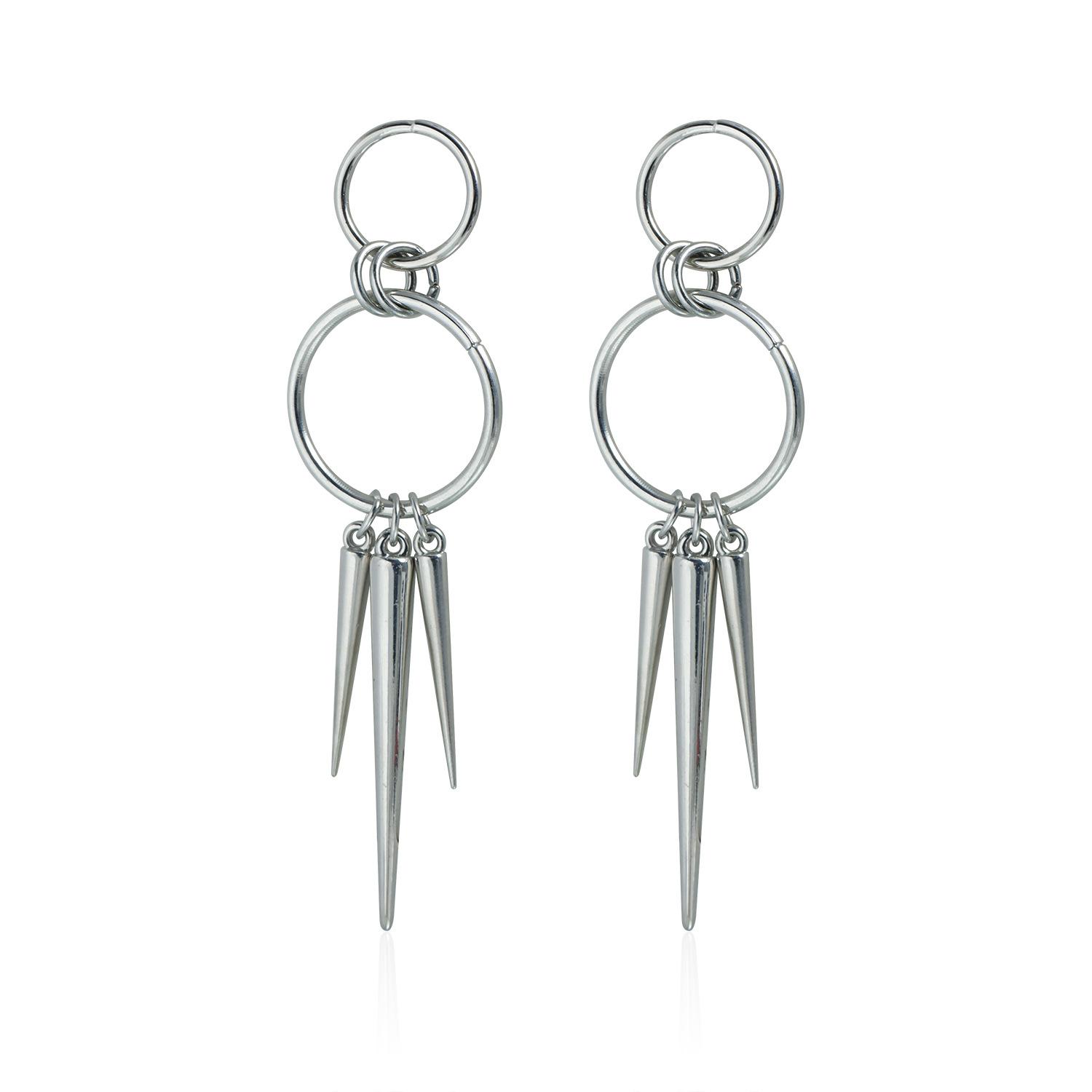 Punk style spike necklace ins design sense symmetrical metal ring collarbone chain