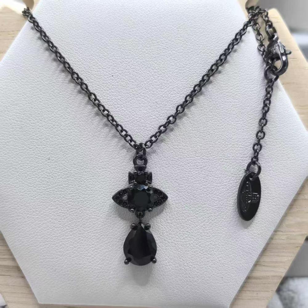 Water Drop Mermaid Tear Planet Necklace Women Saturn Pendant Collarbone Chain Fashion Jewelry Gift