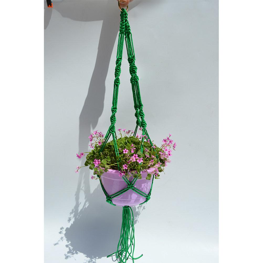 Natural Jute Plant Hanger Handwoven Macrame Indoor Outdoor Pot Holder for Flower Pots Decorative Ceiling Balcony Deck Hanging зелёный