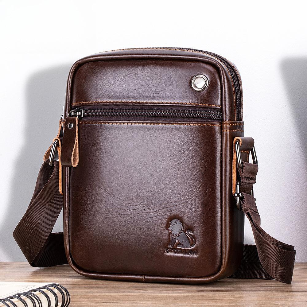Luxury Brand Men's Real Leather Crossbody Bag Fashion Casual Shoulder Messenger Bag for Travel Business Vintage Style
