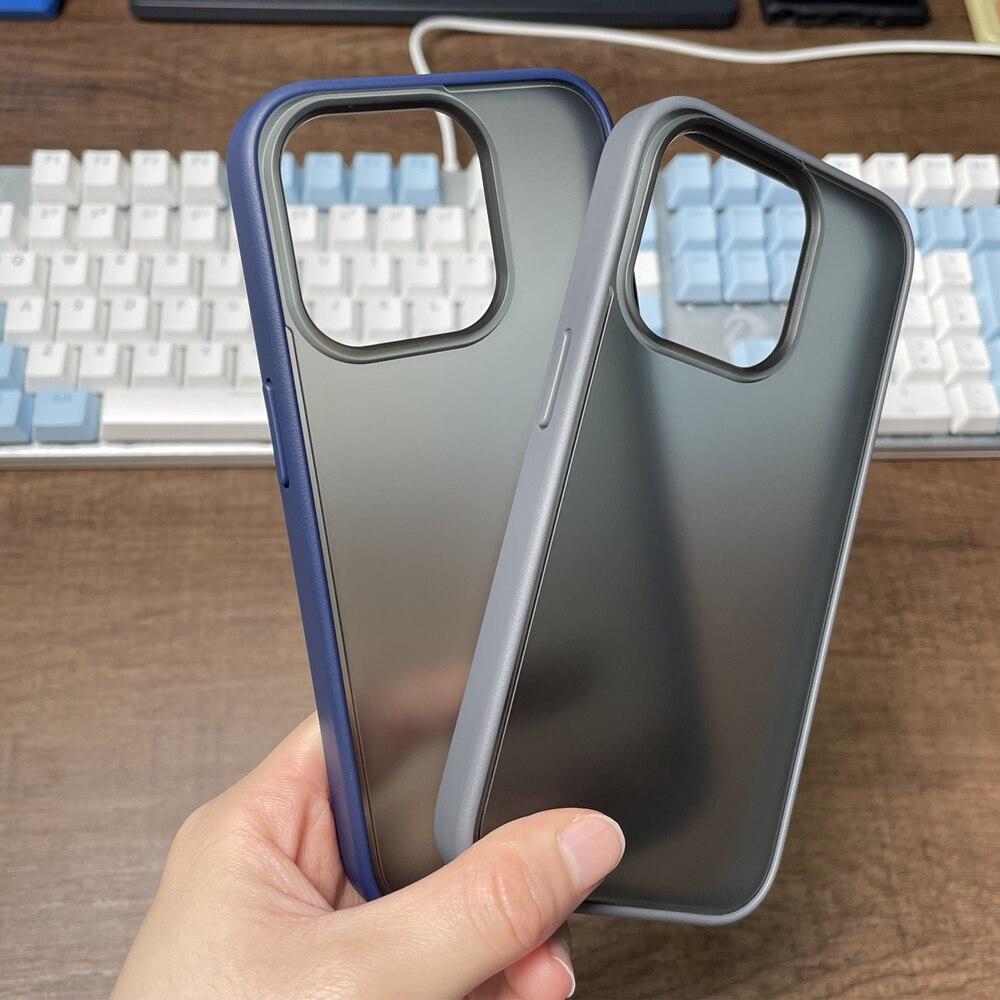 KEYSION Transparente matte Hülle für iPhone 15 Pro Max 15 Ultra 15 Plus Silikon + PC stoßfeste Handyhülle für iPhone 14 Pro Max
