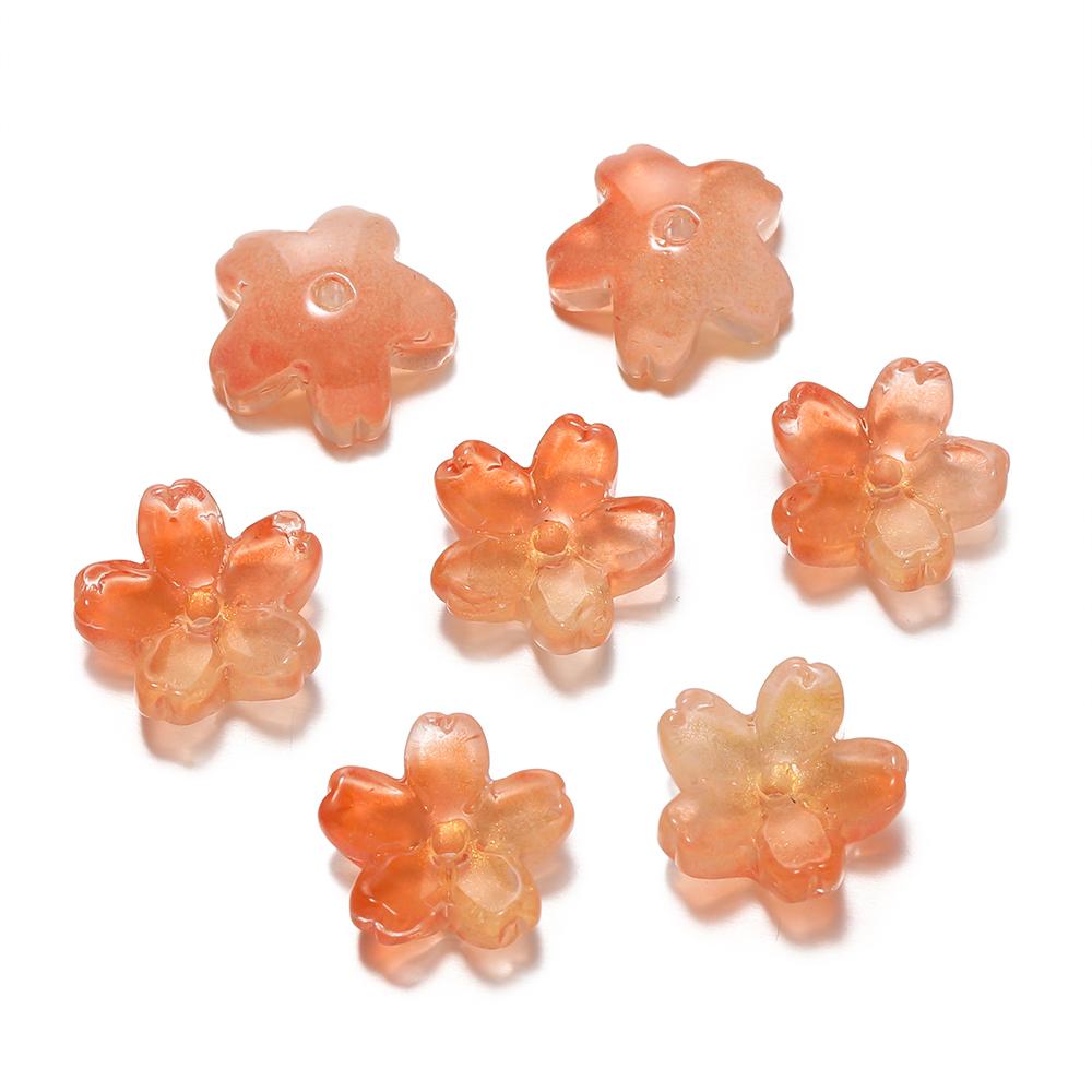10Pcs/lot Glass Gradient Beads Cherry Blossom Scattered Beads Handcrafted DIY Production Jewelry Craft  Bracelet Accessories